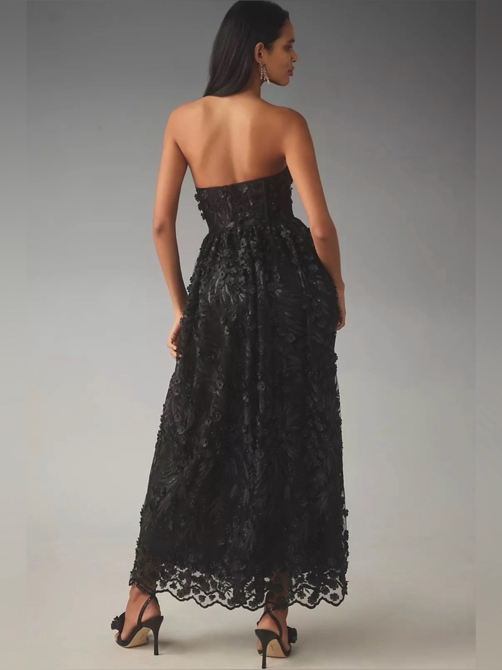 NWT Payal Jain X Anthropologie Strapless
3D Floral Beaded Lace Maxi Dress - Picture 3 of 7